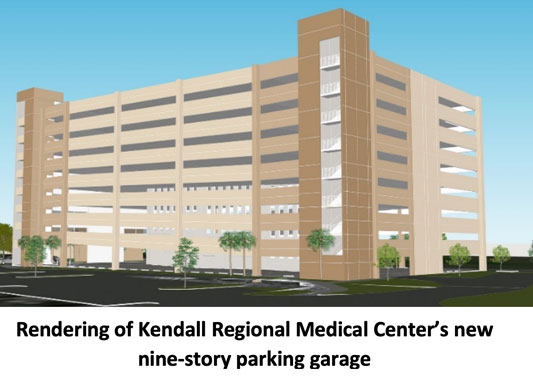 Rendering of Kendall Regional Medical Center’s new nine-story parking garage