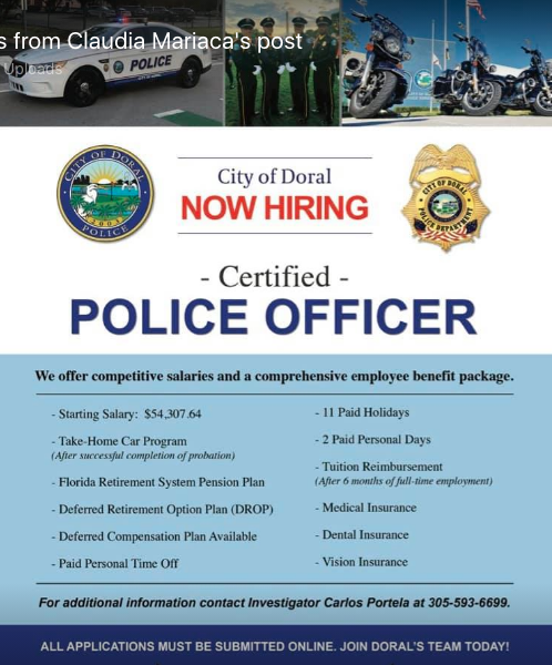 The City of Doral Police Department is Looking For Certified Police Officers