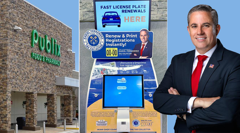 The Miami-Dade County Tax Collector's Office installs vehicle registration renewal kiosks in Doral.